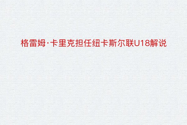 格雷姆·卡里克担任纽卡斯尔联U18解说