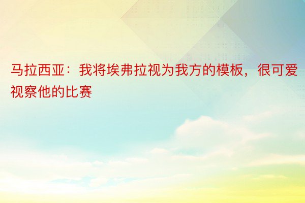 马拉西亚：我将埃弗拉视为我方的模板，很可爱视察他的比赛